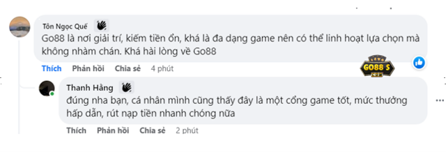 Phản hồi tích cực từ người chơi về cổng game Go88 